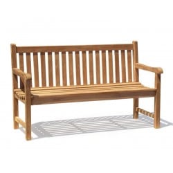 Windsor 3 Seater Teak Garden Bench, 5ft Park Bench – 1.5m