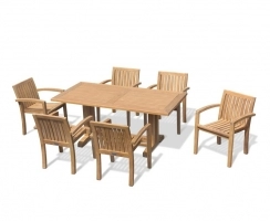 Cadogan Pedestal Table 1.8m with 6 Monaco Stacking Chairs