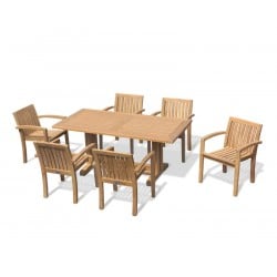 Cadogan Pedestal Table 1.8m with 6 Monaco Stacking Chairs