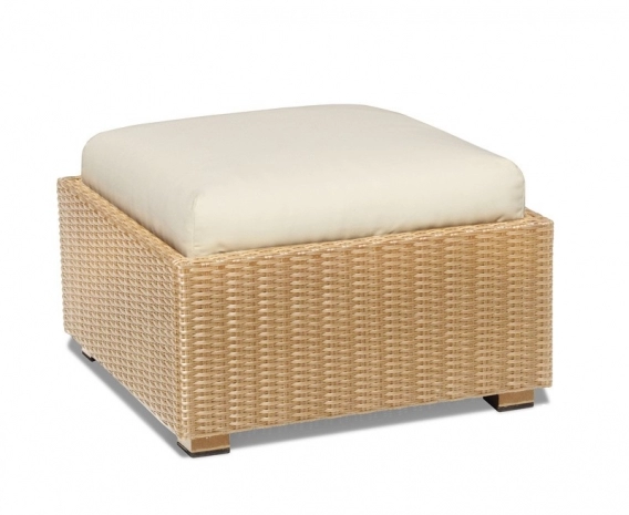 Riviera Rattan Garden Footstool, Wicker Cube Ottoman