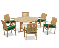Canfield Round Table 1.5m and 6 Bali Stacking Chairs