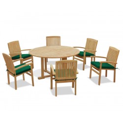 Canfield Round Table 1.5m and 6 Bali Stacking Chairs