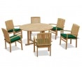 Canfield Round Table 1.5m and 6 Bali Stacking Chairs