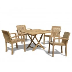 Suffolk Square 1m Table & 4 Monaco Stacking Chairs