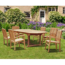 Brompton Extending 1.2 - 1.8m Table & 6 Bali Stacking Chairs Set