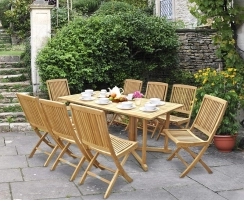 Shelley Outdoor Drop Leaf Table and 8 Rimini Chairs