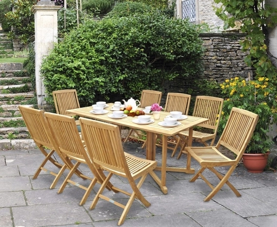 Shelley Outdoor Drop Leaf Table and 8 Rimini Chairs