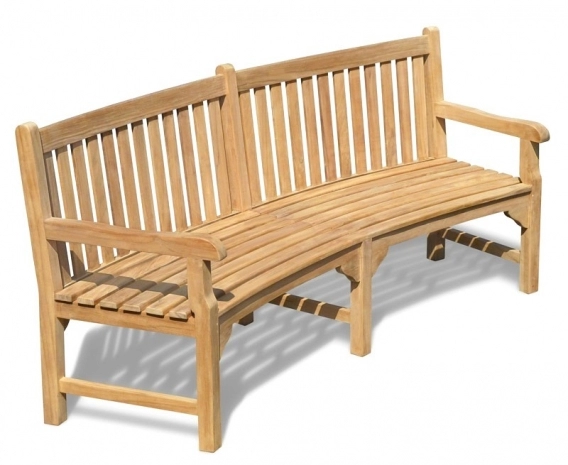 Connaught Teak Curved Park Bench - 2.2m