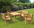 Balmoral Rectangular Teak Table 1.5m, Benches & Chairs