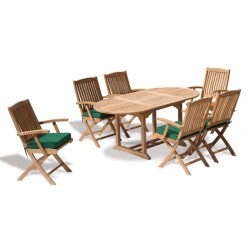 Brompton Bijou Extending 1.2 - 1.8m Table &amp; 6 Bali Armchairs