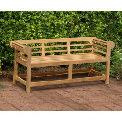 Teak Lutyens-Style Garden Bench, Low Back – 1.65m