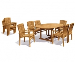 Brompton Extending 1.2 - 1.8m Table & 6 Bali Stacking Chairs Teak Set