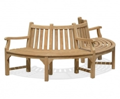 Teak Half Tree Bench with Arms - 2.2m