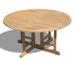 Berrington Round Teak Drop Leaf Patio Table – 1.5m
