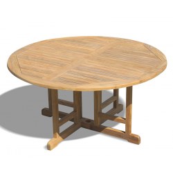 Berrington Round Teak Drop Leaf Patio Table – 1.5m