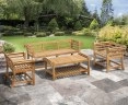 Lutyens-Style Teak 1.65m Low Back Bench, Armchairs & Coffee Table Set