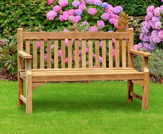 Taverners Teak Hardwood 5ft Garden Bench – 1.5m