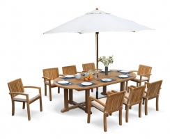 8 Seater Patio Set with Hilgrove Oval Table 2.6m & Monaco Stacking Chairs