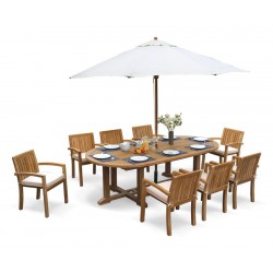 8 Seater Patio Set with Hilgrove Oval Table 1.2 x 2.6m & Monaco Stacking Chairs