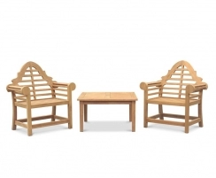 Hilgrove Coffee Table & Lutyens-Style Armchairs, Teak Conversation Set
