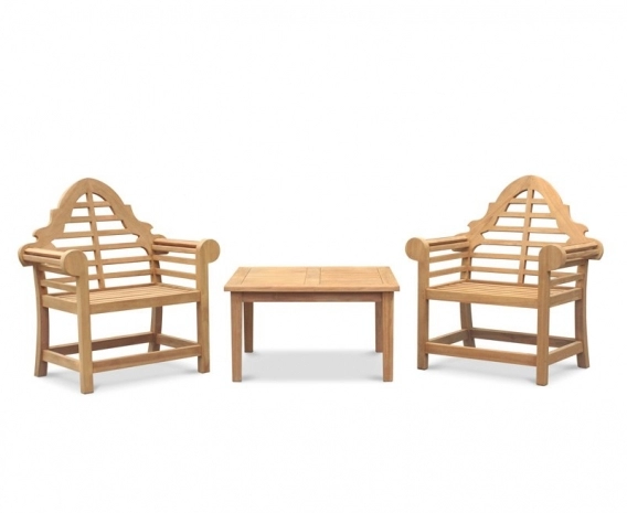 Hilgrove Coffee Table & Lutyens-Style Armchairs, Teak Conversation Set