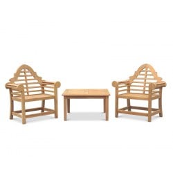 Hilgrove Coffee Table & Lutyens-Style Armchairs, Teak Conversation Set