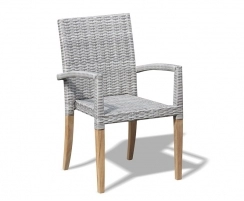 St. Tropez All-Weather Rattan and Teak Stacking Chair