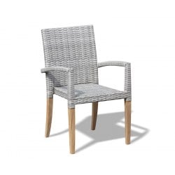 St. Tropez All-Weather Rattan and Teak Stacking Chair