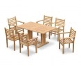 Cadogan 6 Seater Teak Pedestal Table 1.5m & Yale Stacking Chairs
