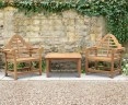 Hilgrove Coffee Table & Lutyens-Style Armchairs, Teak Conversation Set