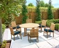 Canfield Round Table 1.5m and 6 Bali Stacking Chairs