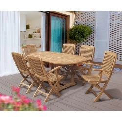 Brompton Bijou Extending 1.2 - 1.8m Table & 6 Rimini Folding Armchairs