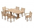 Cadogan 6 Seater Teak Pedestal Table 1.8m & Yale Stacking Chairs