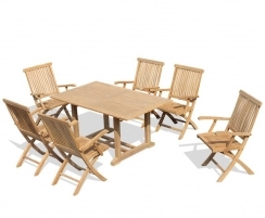 Hilgrove 6 Seater Rectangular Table 1.5m with Brompton Folding Armchairs