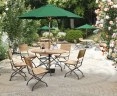 Teak Folding Bistro Round 1.2m Table & 6 Side Chairs