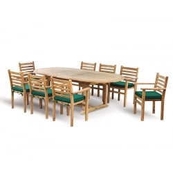Brompton Extending 1.8 - 2.4m Table & 8 Yale Stacking Chairs Teak Set