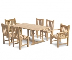 Hilgrove Teak Table 1.8m, Windsor Chairs & Taverners Armchairs