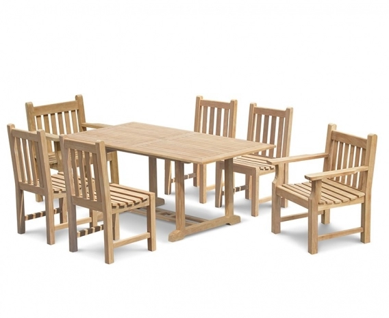 Hilgrove Teak Table 1.8m, Windsor Chairs & Taverners Armchairs