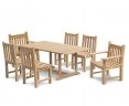 Hilgrove Teak Table 1.8m, Windsor Chairs & Taverners Armchairs