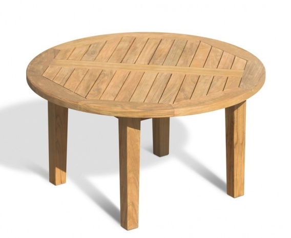 Hilgrove Round Teak Garden Coffee Table, Round Teak Outdoor Table And Chairs