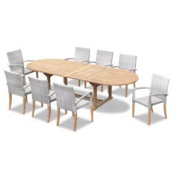 Brompton Extending 1.8 - 2.4m Table &amp; 8 St. Tropez Stacking Chairs