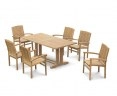 Cadogan Teak Pedestal Table 1.8m & 6 Bali Stacking Chairs