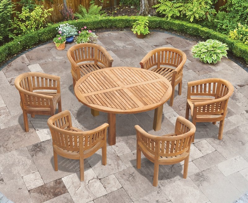 Titan 6 Seater Round Table 1 5m, Round Wooden Garden Table And 6 Chairs