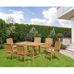 Hilgrove Rectangular Table 1.5m with 6 Bali Stacking Chairs