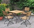 Teak Folding Bistro Square 0.8m Table & 4 Side Chairs