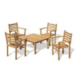 Hilgrove Teak Garden Coffee Table and 4 Yale Stacking Chairs Set