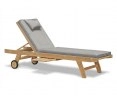 Teak Reclining Sun Lounger with Cushion