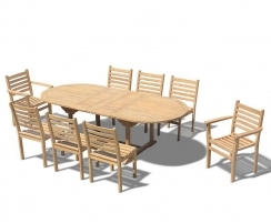 Brompton Extending Table 1.8-2.4m, Yale Stacking Side and Armchairs