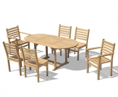 Brompton Bijou Extending Table 1.2-1.8m, 6 Yale Stacking Chairs