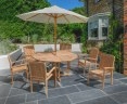 Berrington Round Gateleg Table 1.5m and 6 Bali Stacking Chairs